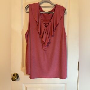 Corvia 3X sleeveless ruffled collar women’s shirt rose pink